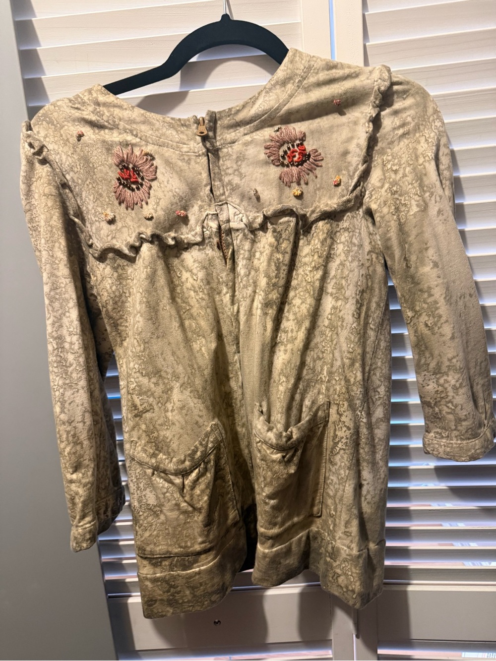 Vintage Y2K Women’s Embroidered Light Taupe Jacket